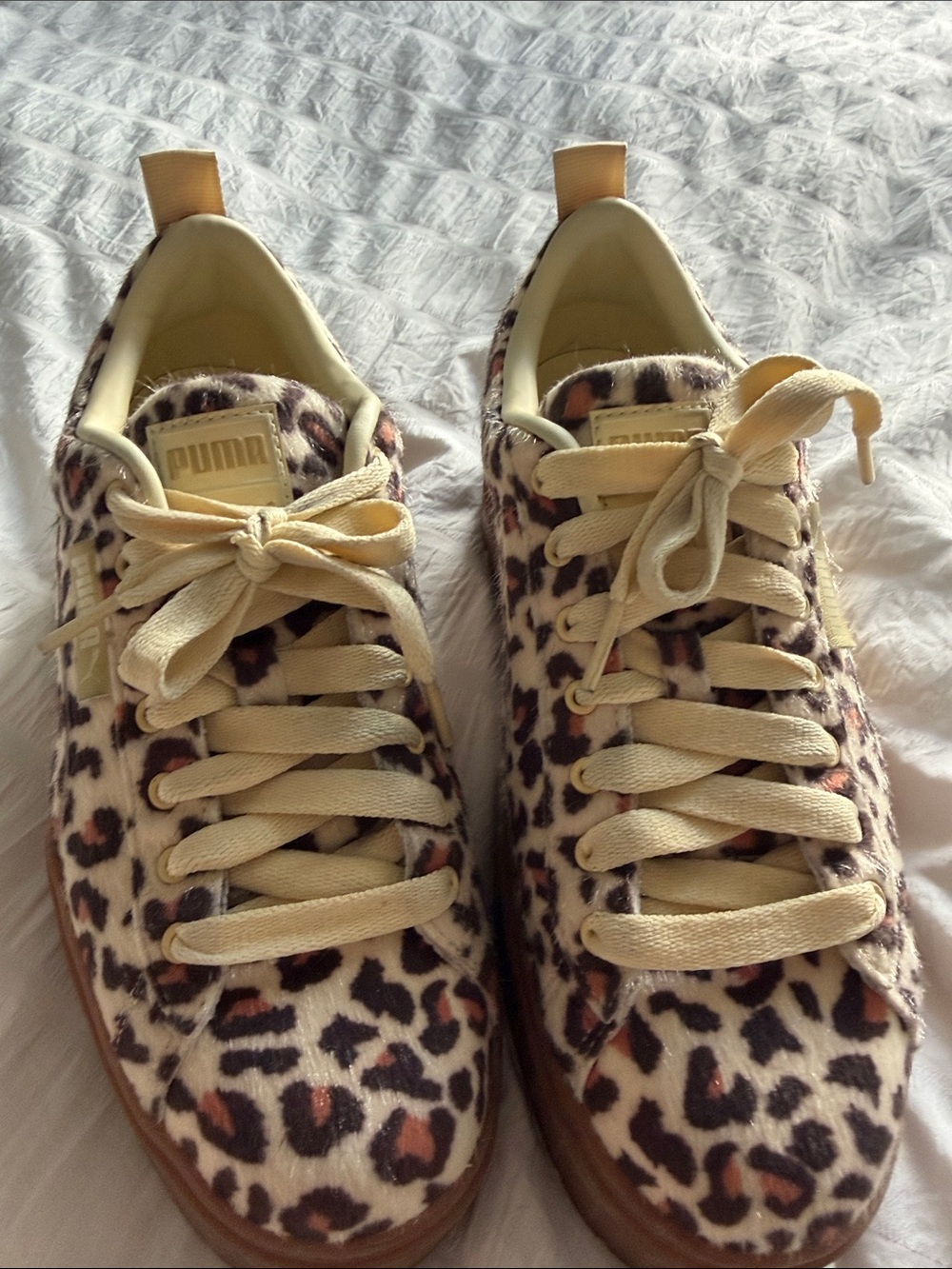 Puma Women's Leopard Print Sneakers in Beige and Brown